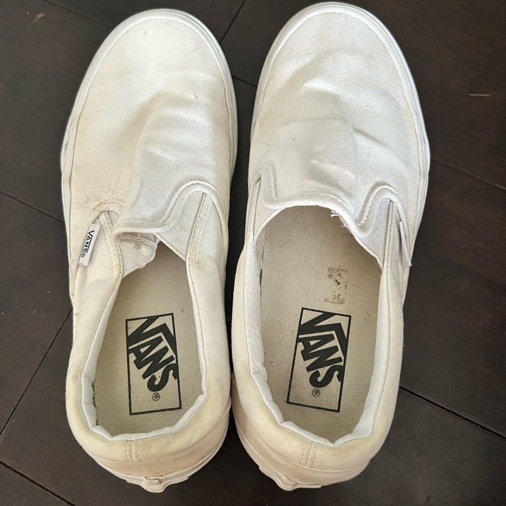White slip on vans